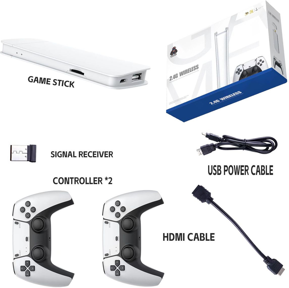 Clubics M15 Retro Game Stick Console video games 2.4G Dual Wireless game box15 emulators 64 GB with Mario, Crash, GTA, Zelda, Sonic, Tekken3, Street Fighter-image-4