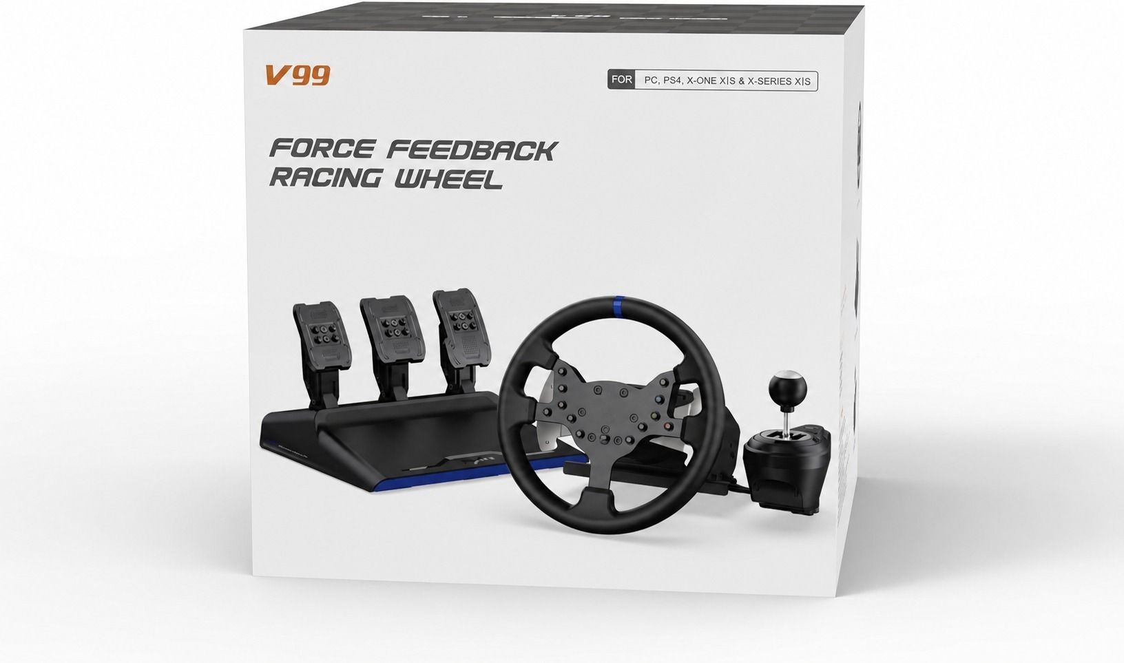 HG WORLD V99 Gaming Steering Wheel with Force Feedback , 270/900° Rotation Racing Wheel 6+1 Gear Shifter, TPR rubber grip GB with 3.2Nm of torque, Perfect Gift for racing gamers-picture-14
