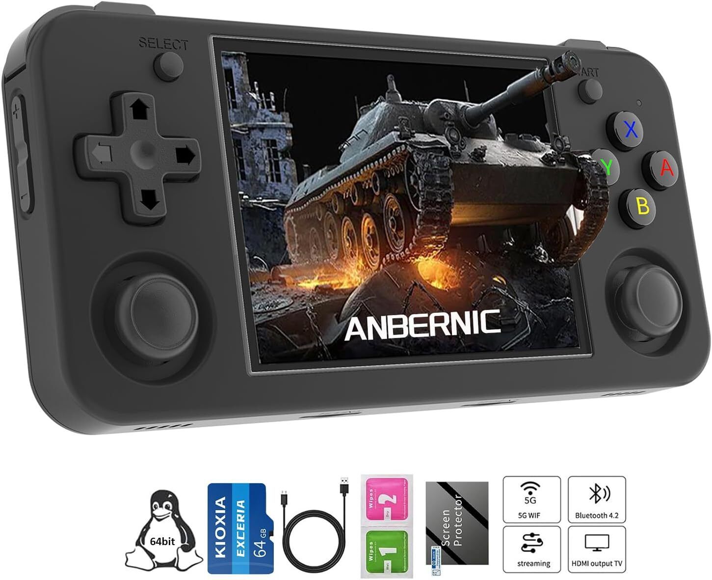 Playtastic RG35XX H Retro Handheld Game Console 64 GB with Linux System 3.5 Inch IPS Screen, Built-in 64G TF Card, 3300 MAH Battery-image-25