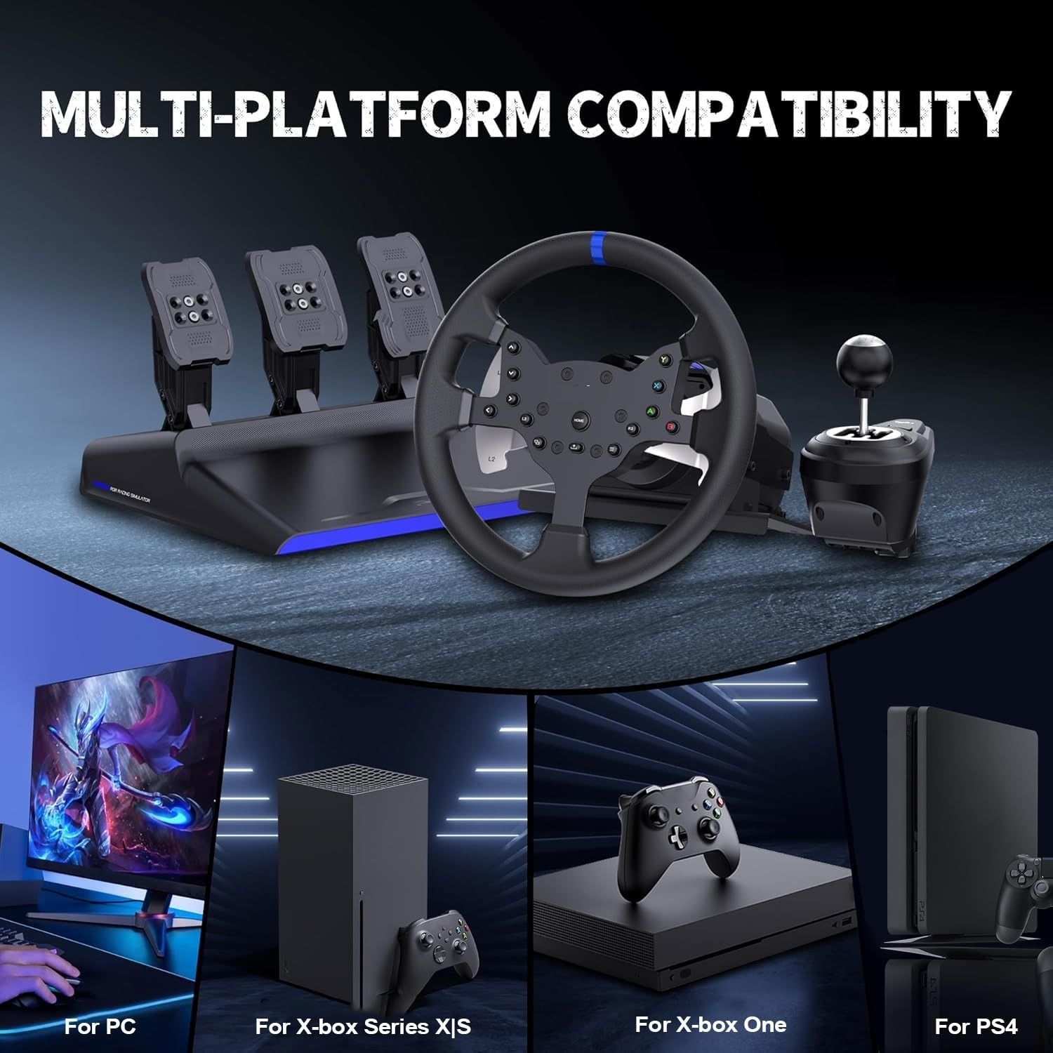 HG WORLD V99 Gaming Steering Wheel with 270/900 Rotation, 6+1 Shifter Racing Wheel Motion Controller-image-15