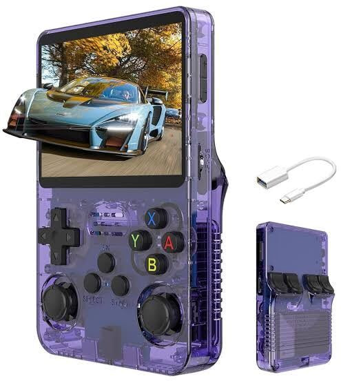 DXP R36S Handheld Game Console, Retro Emulator System Transparent 64 GB with 15000+preinstall Video Game Handheld, Best Gift All Ages Mario Game, GTA Vice City image 1