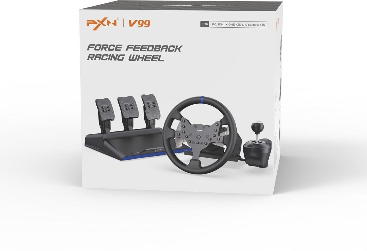 BITWEAVE PXN V99 Gaming Steering Wheel,Car Steering Game Set 270/900° Roll Pedal Shifter with Multi-Platform Support,300 mm detachable driving wheel-image-46