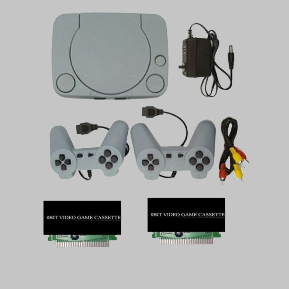 PTCMart Classic 8bit TV video game console with 2 cassettes & inbuilt games etc.. NA GB with in-built games with 2 cassettes image 1