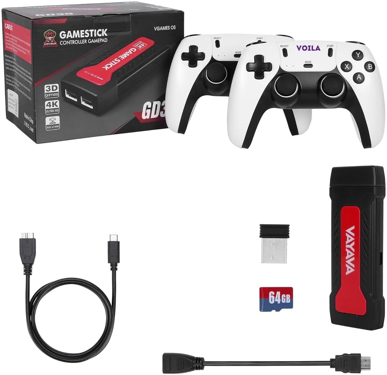 HG WORLD Retro GD30 4K Game Stick Console with 2.4G Dual Wireless, Video Game Handheld Gaming Console for TV ,Old Video Game for Kids (Best Gift & Fun) All Ages 64 GB with Full HD HDMI Output 40+ Emulators, Video Games for TV, Gaming Console-image-9