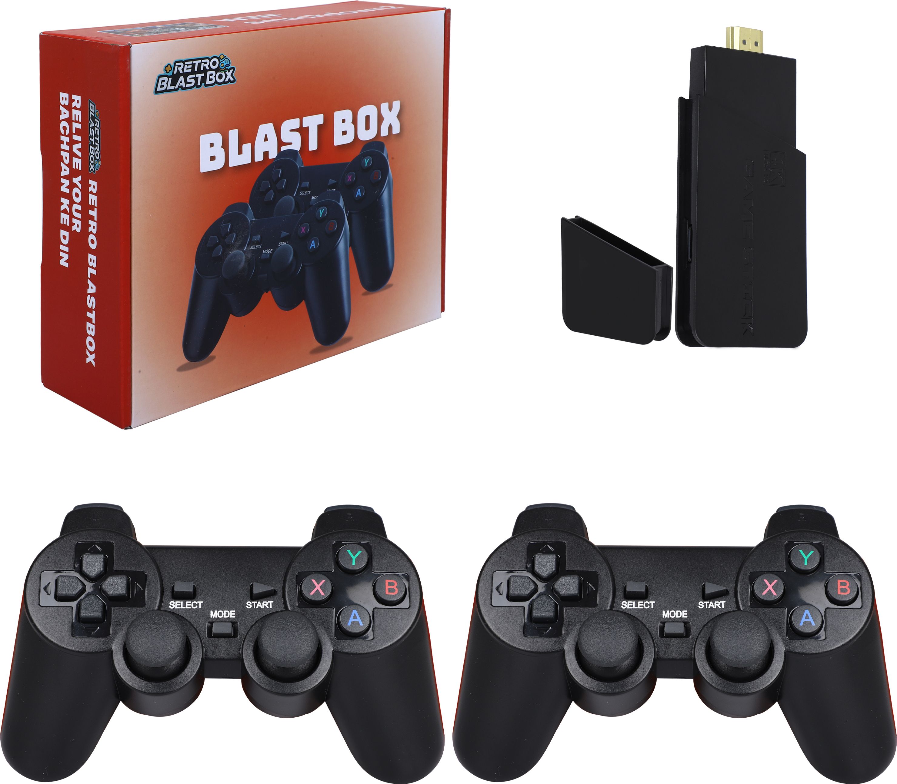 Playtastic M9 Blast Box Edition 4K Ultra HD Game Stick 64 GB with 2 Wireless Controllers, with 10 Emulators 24000+ Games 2.4G Wireless-image-12