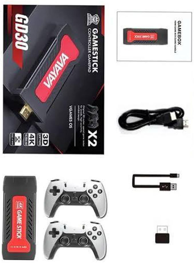 PTCMart 4k Retro Stick 20000+Game GD30 Console 2.4G Dual Wireless Game Box for all ages 20,000+ classic games GB with HDMI Output 40+ Emulator, Video Game Hand TV With TV Game Set,Best Gift All Ages