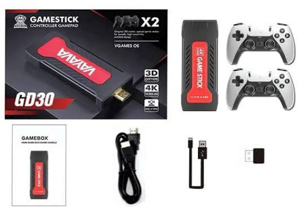 PTCMart Retro Stick 20000+Game GD30 Console 4k 2.4G Dual Wireless Game Box for all ages 20,000+ classic games GB with HDMI Output 40+ Emulator, Video Game Hand TV With TV Game Set,Best Gift All Ages
