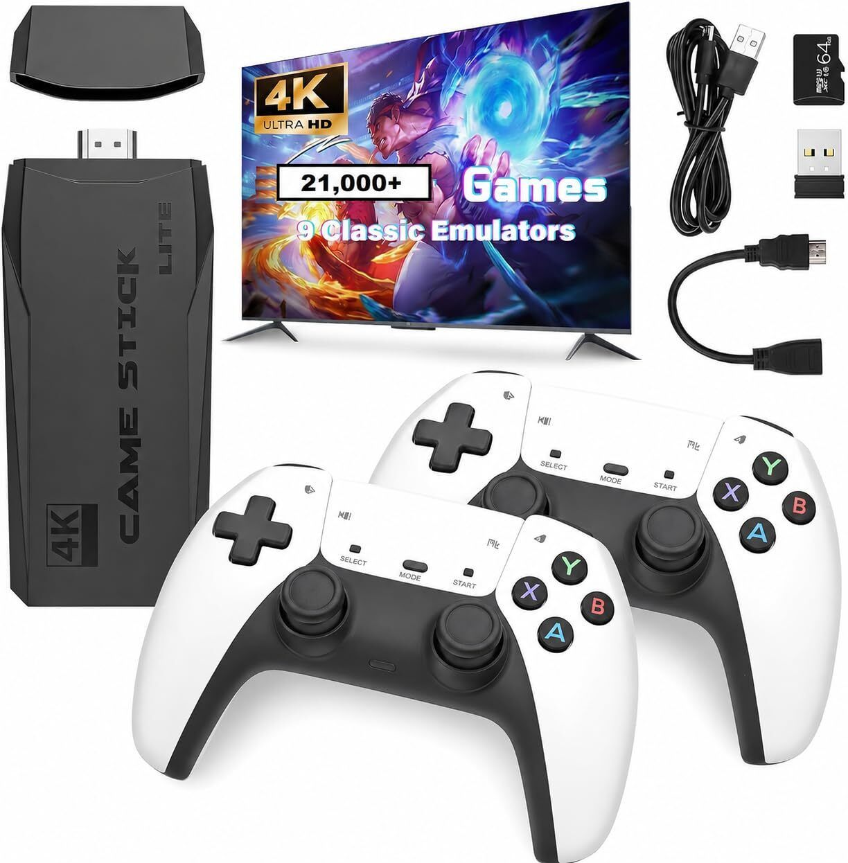 PAPASpace 4K HDMI Video Game Stick 21000+ Built-in Games Dual Wireless Gamepads 64 GB with yes-image-22