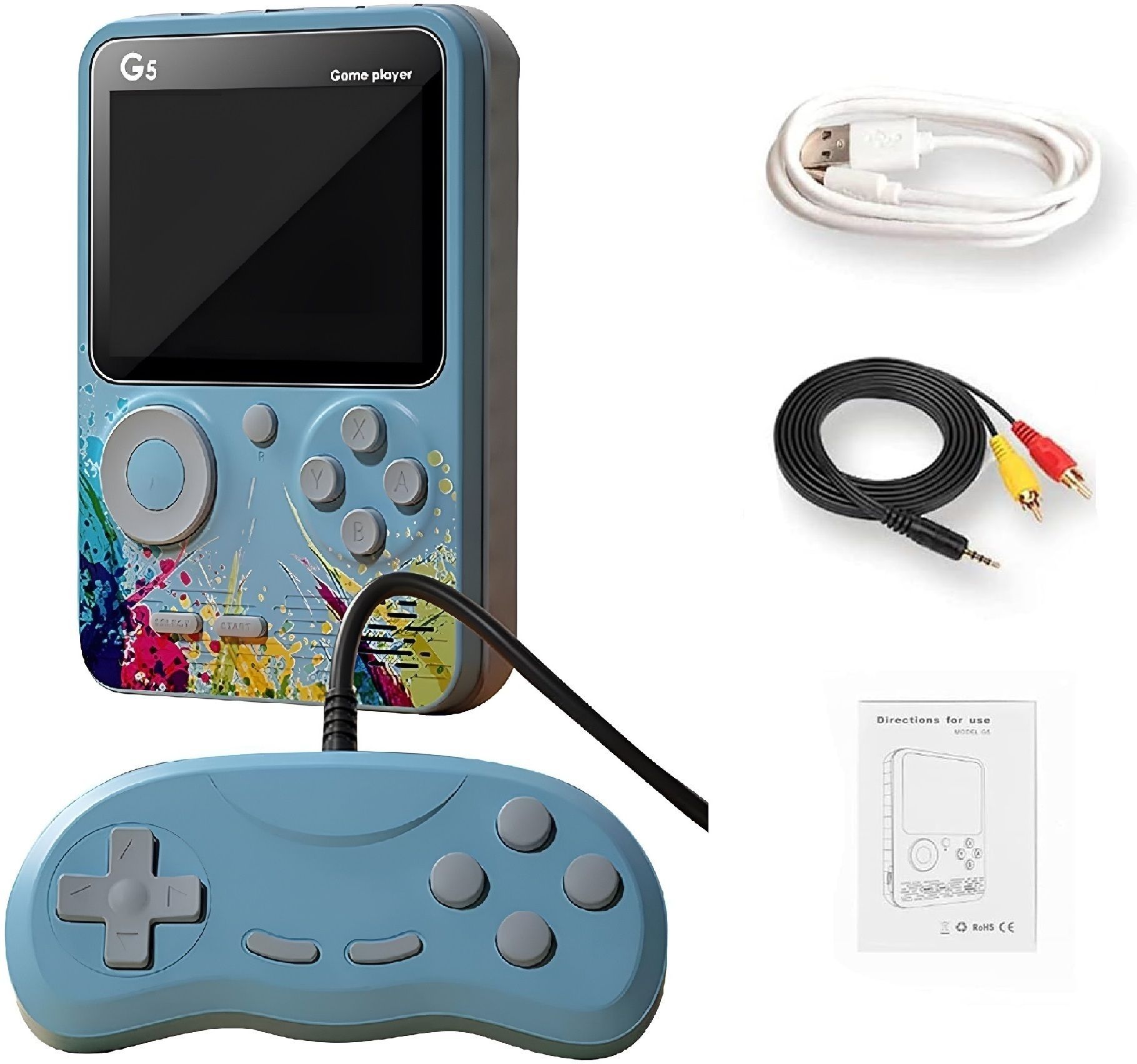 HG WORLD Retro G5 Game Box gaming console for tv With 2 Player Portable Sup Game Box 3.5TFT Screen Rechargeable Battery handheld console Hand video game for tv 128MB GB with 400+ Preinstall video game handheld,Best Gift All Ages Mario Game, Mortal Kombat-image-20
