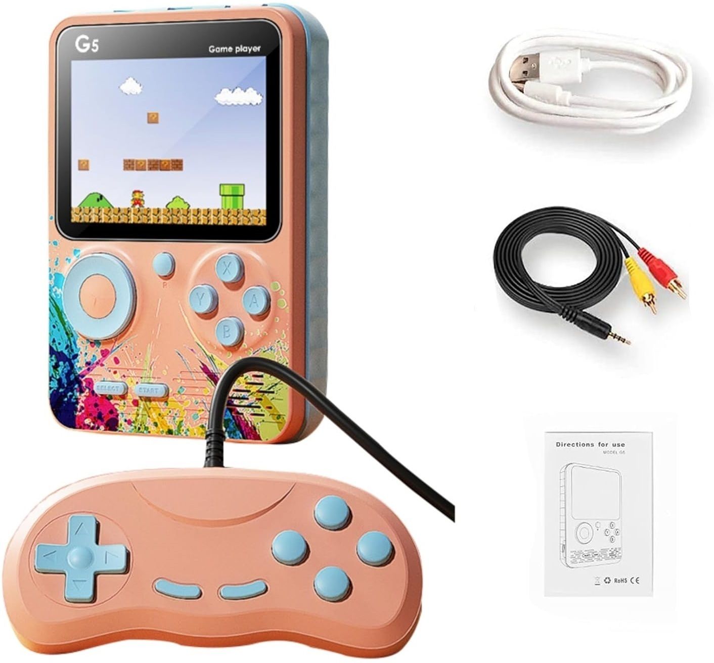 HG WORLD Retro G5 Game Box gaming console for tv With 2 Player Portable Sup Game Box 3.5TFT Screen Rechargeable Battery handheld console Hand video game for tv 128MB GB with 400+ Preinstall video game handheld,Best Gift All Ages Mario Game, Mortal Kombat-image-23