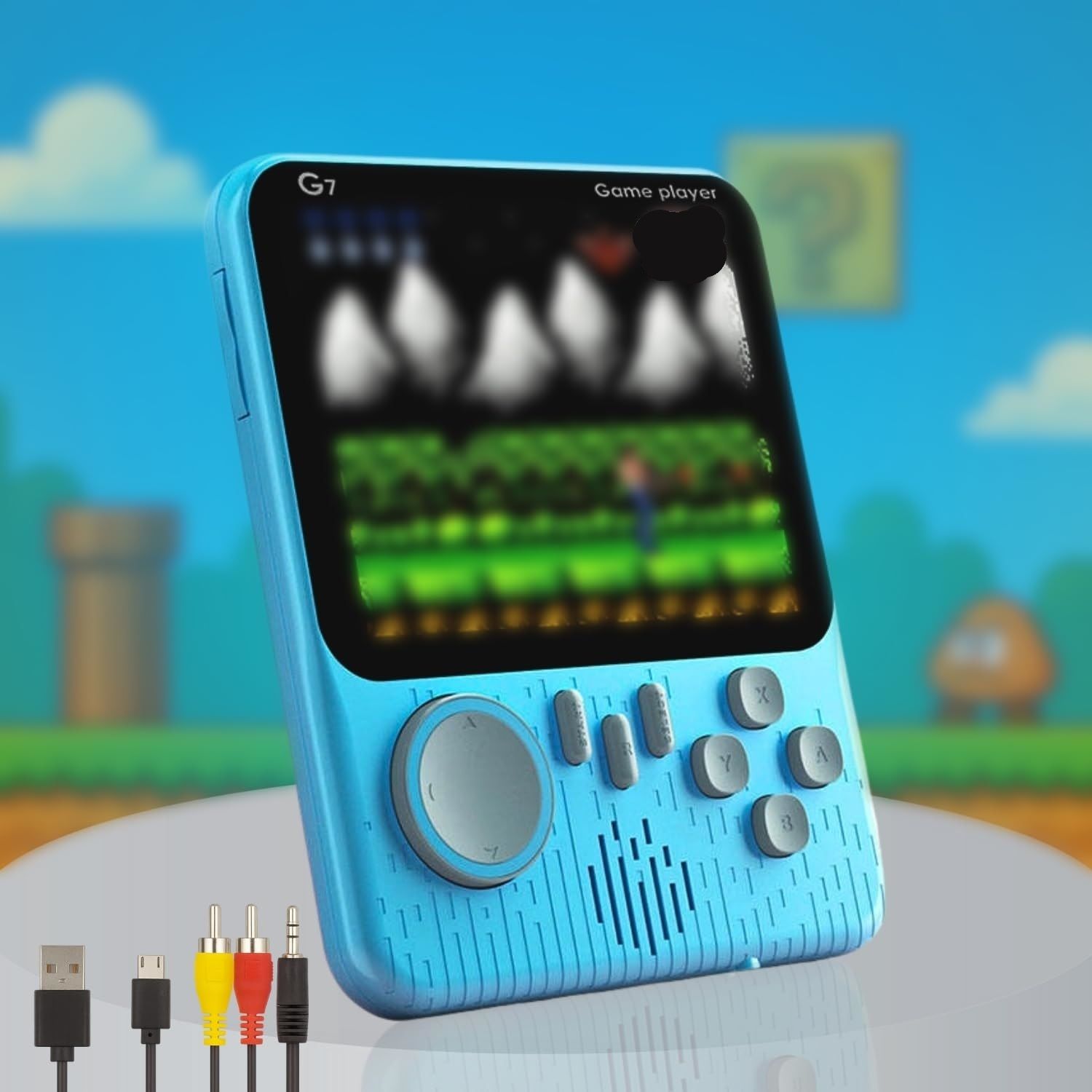 HG WORLD Retro Game Mini G7 Ultra-thin 0.39inch gaming console for tv Pocket Portable Sup Game Box 3.5 LCD Screen Power Battery handheld console Hand video game tv 128MB GB with 666+ Circus Charlie, Kung Fu, Mario Game Box, video game handheld, Best Gift for All Age-picture-15