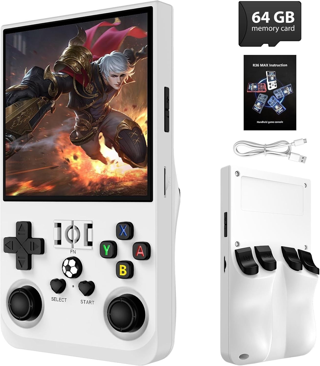 HG WORLD Retro Game R36MAX gaming console for Portable Style Pocket GameBox Handheld Game 4.0 IPS Screen Rechargeable Battery Hand Video Game 64 GB with 20+Emulators, 15000+GTA Vice City, CTR, Mini Video Game for Kids, Best Gift For All Ages-image-3