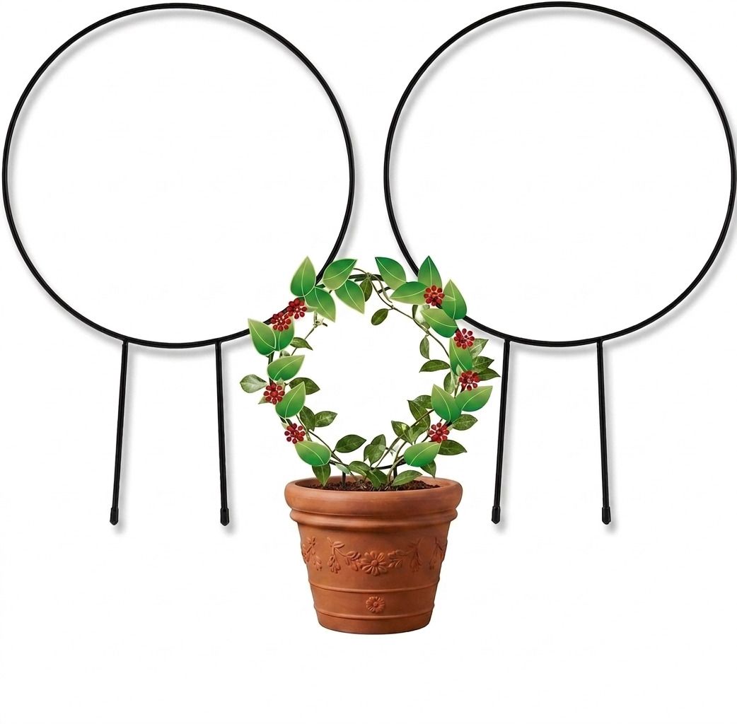 maawa decor Cricle Shaped Iron Plant Support Stakes for Home Garden (Pack of 2) Garden Gnome-picture-21