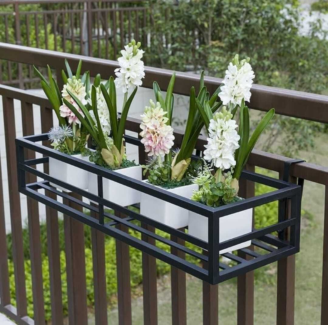 sm crafts Railing Pot Stand, Hanging Pot Stand For Plants in Balcony For Home Decor Garden Gnome-picture-34