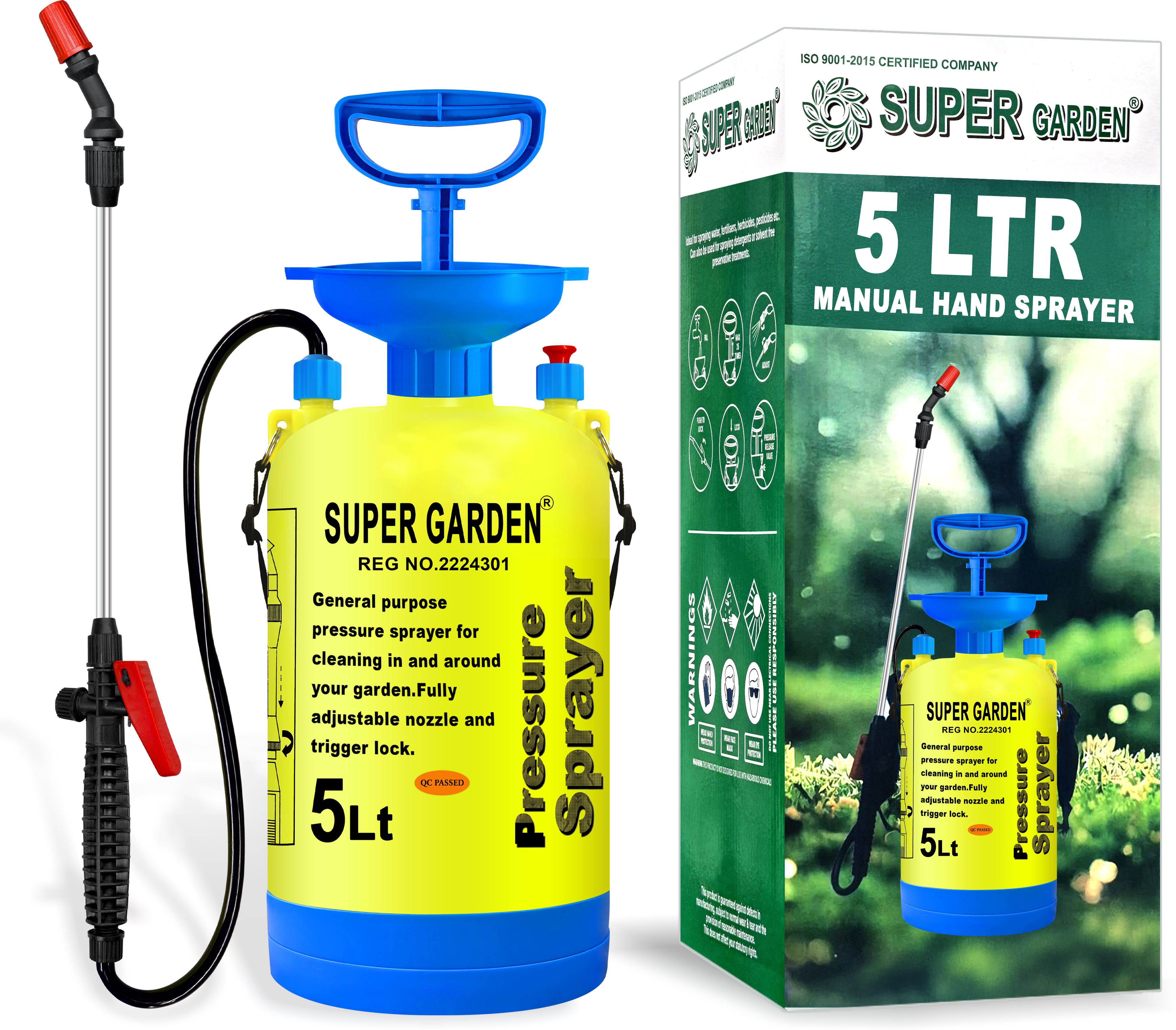 SUPER GARDEN PORTABLE PRESSURE SPRAYER WITH 5 LITRE TANK CAPACITY USED FOR SPRAY 5 L Hand Held Sprayer-image-1