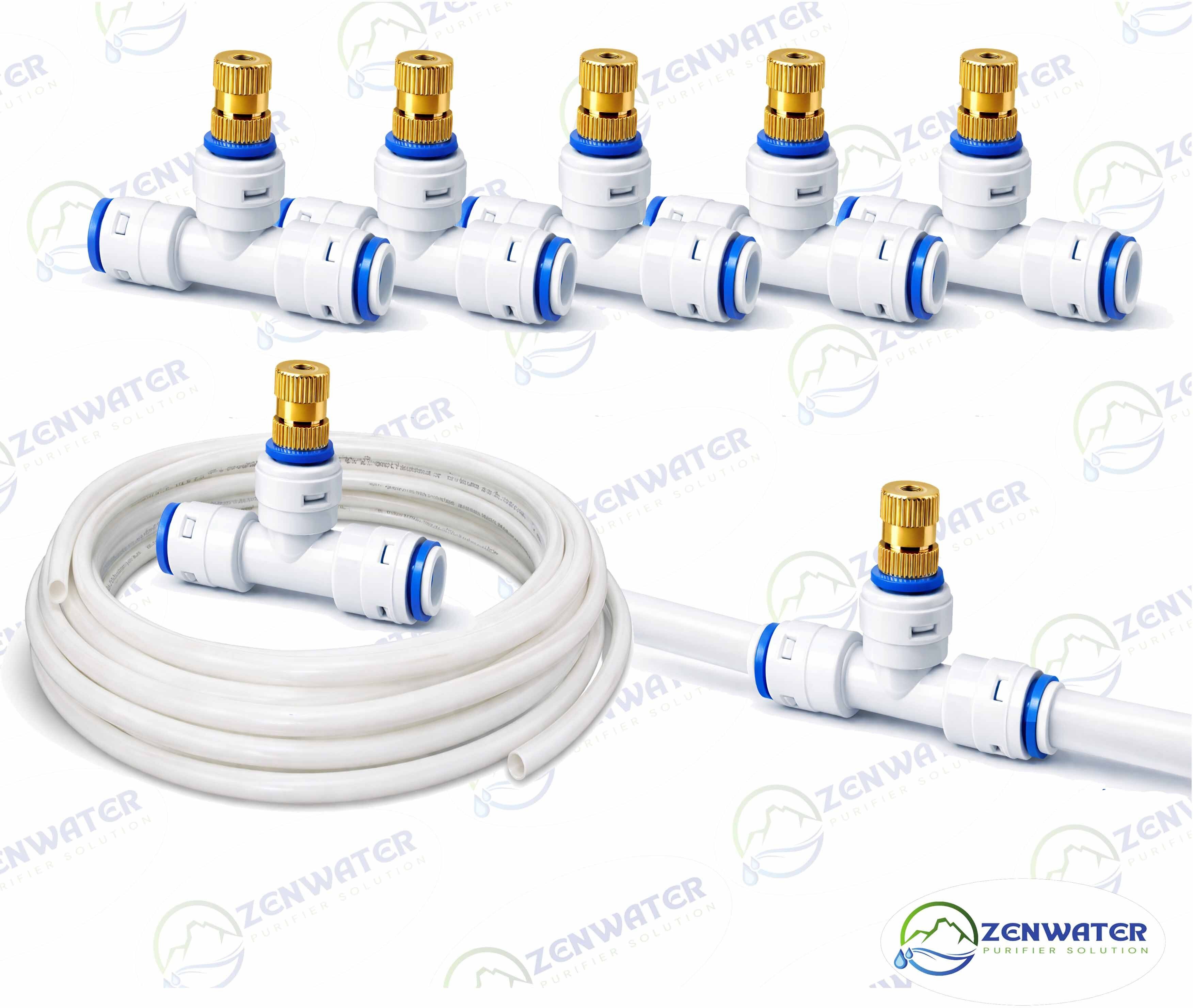 6mtr Pipe & 5pcs 6mm Misting Nozzle with T-Connector Garden Fogging Kit_50| 100 L Hose-end Sprayer-image-38
