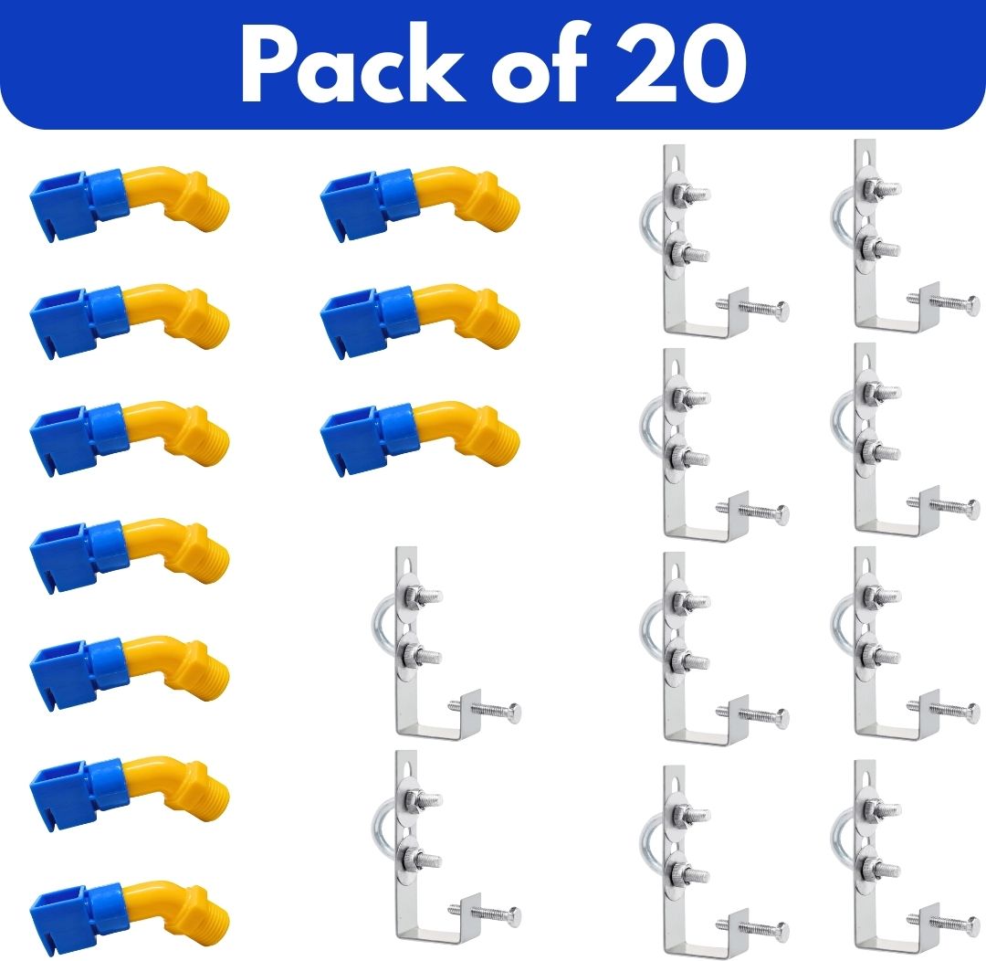 Solar Panel Cleaning Sprinkler and Adjustable Hanger Clamps L Type 1/2 Size 2 L Hose-end Sprayer