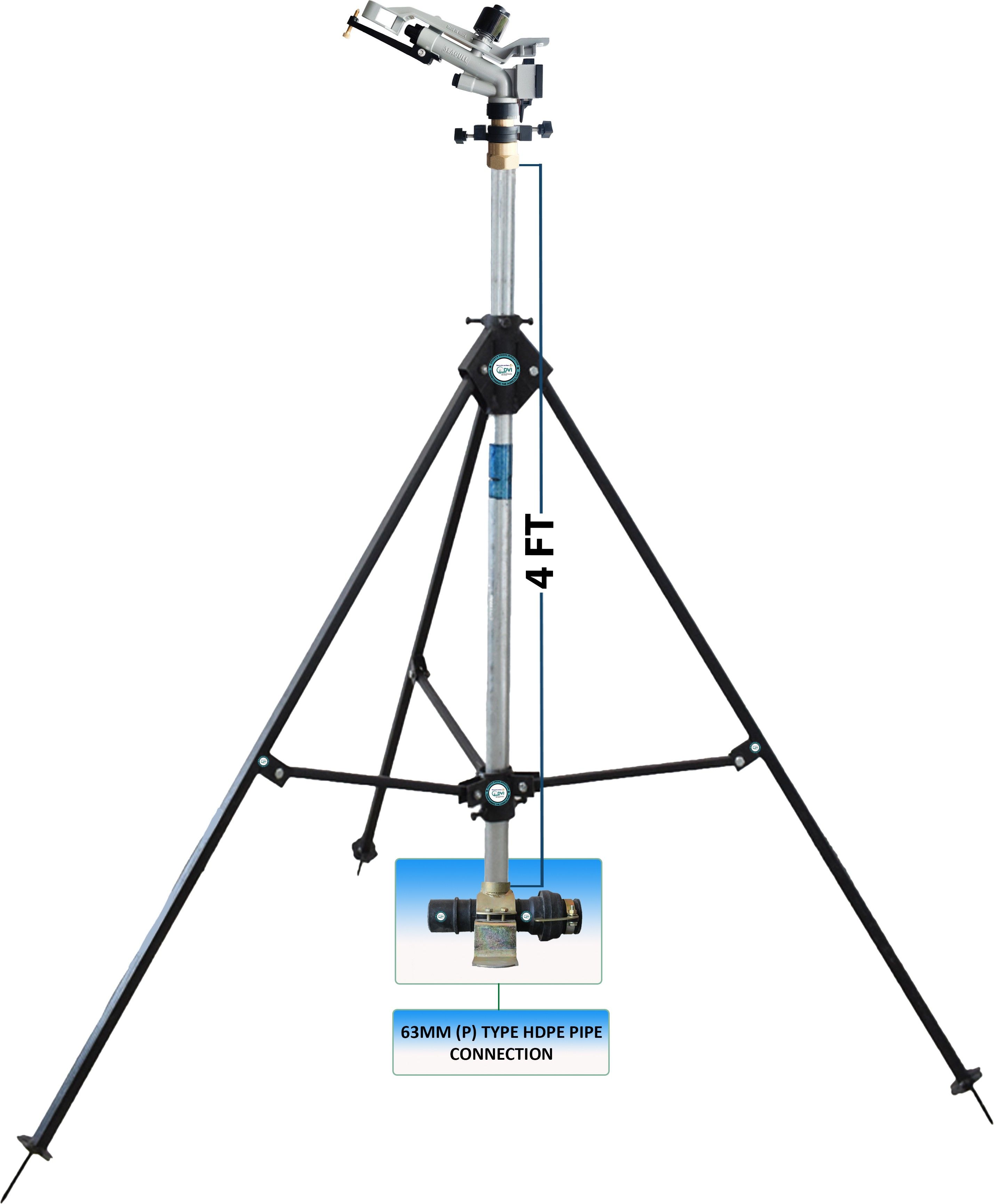 Harit 1inch Rain gun set with stand & 63mm (P) type connector for irrigation 0 L Tank Sprayer-image-1
