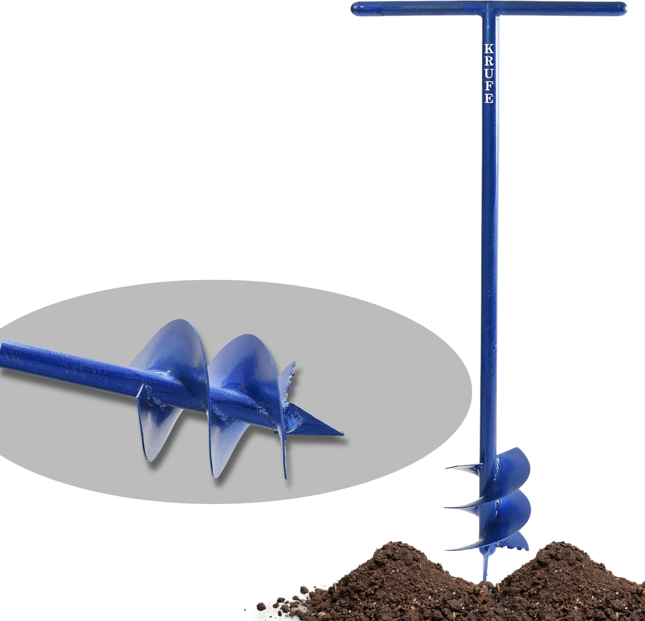 krufe Heavy Duty Post Hole Hand Auger (Dual Blade, Blue) Garden Tool Kit-picture-24