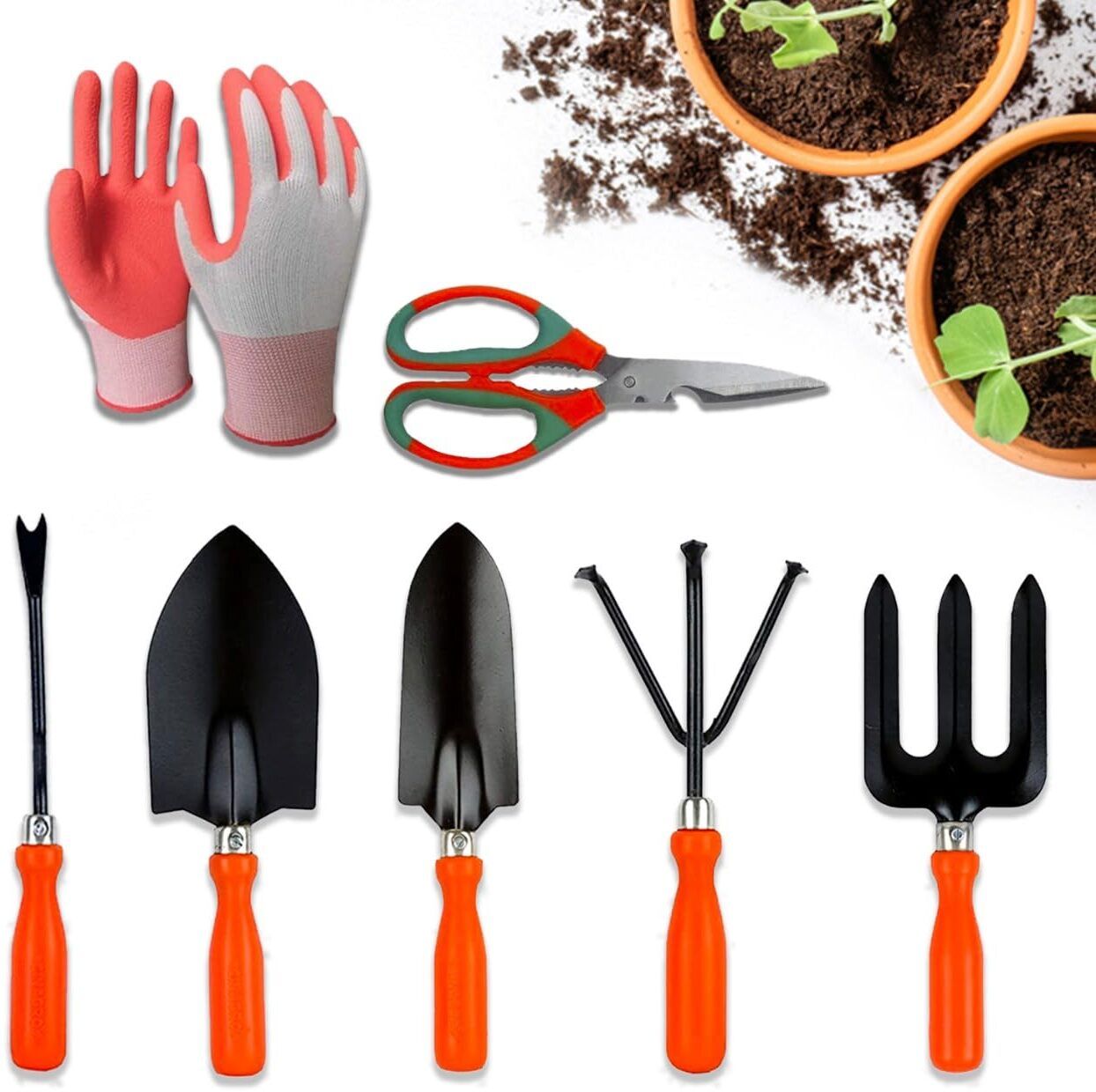 Trowel, cultivator, transplanter, weeder, scissor, & gloves CNG_GT_05 Garden Tool Kit