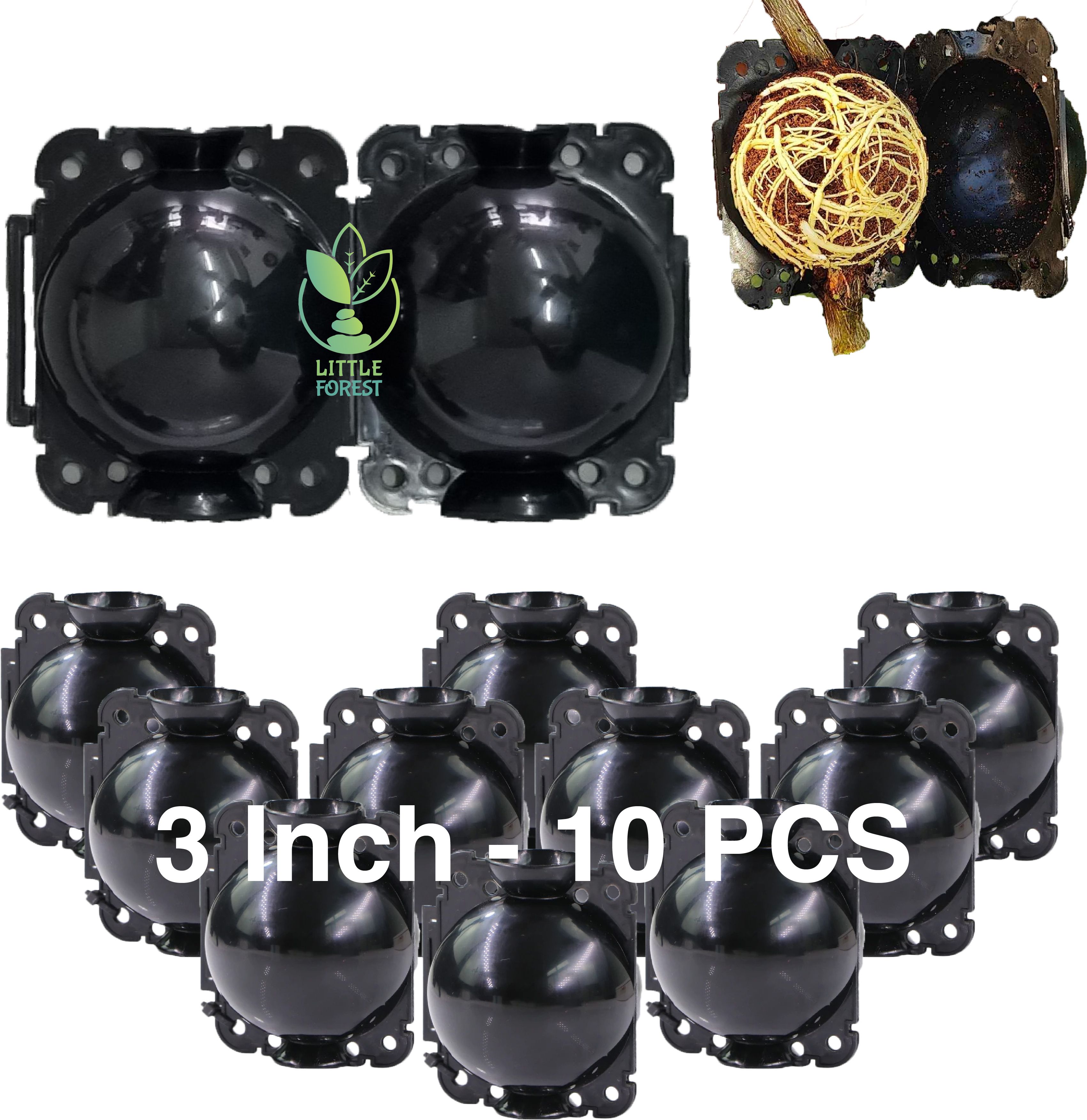 littleforest 3 Inch Plastic Rooting Ball 10 PC Black Garden Tool Kit-picture-13