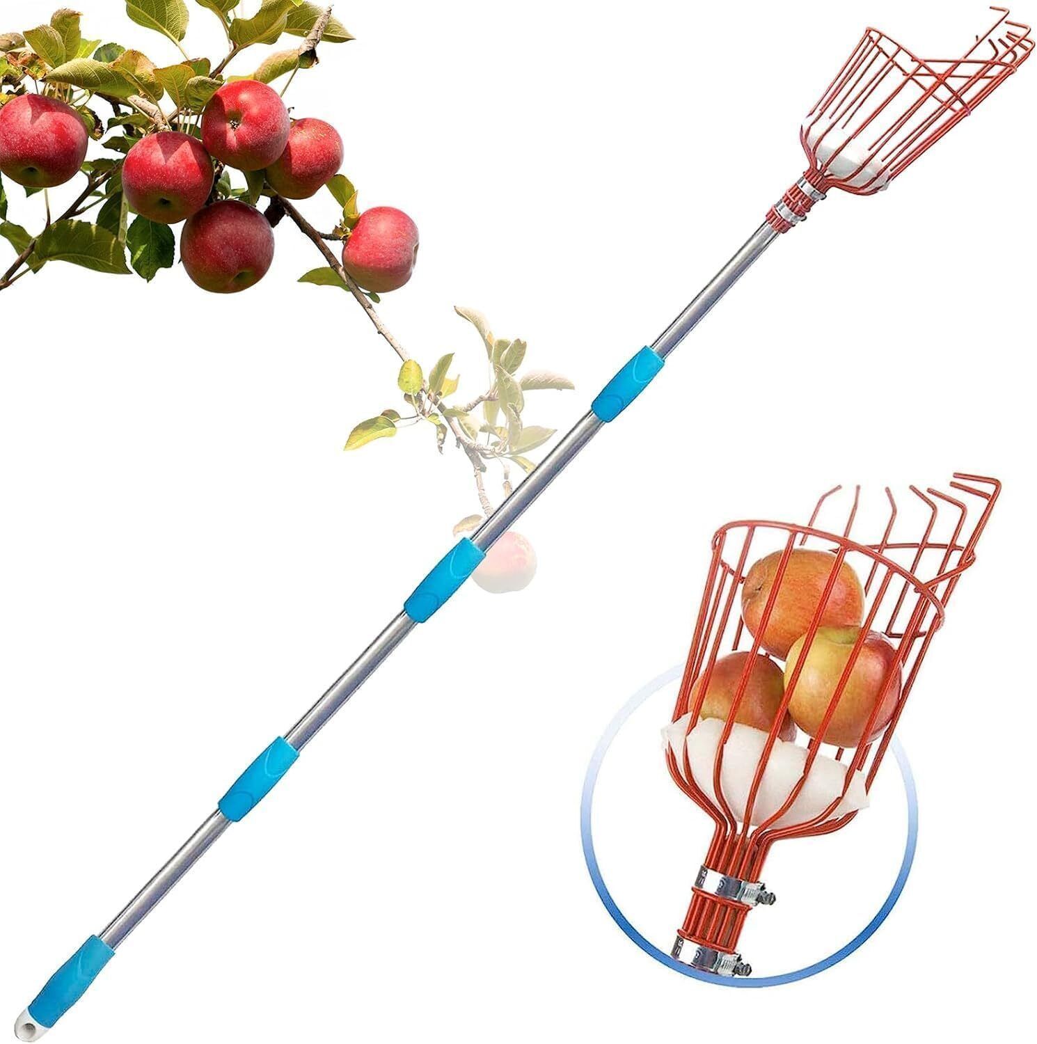 Fruit Plucker Stick Fruit Picker Long Stick With Telescoping Handle And Basket Garden Tool Kit
