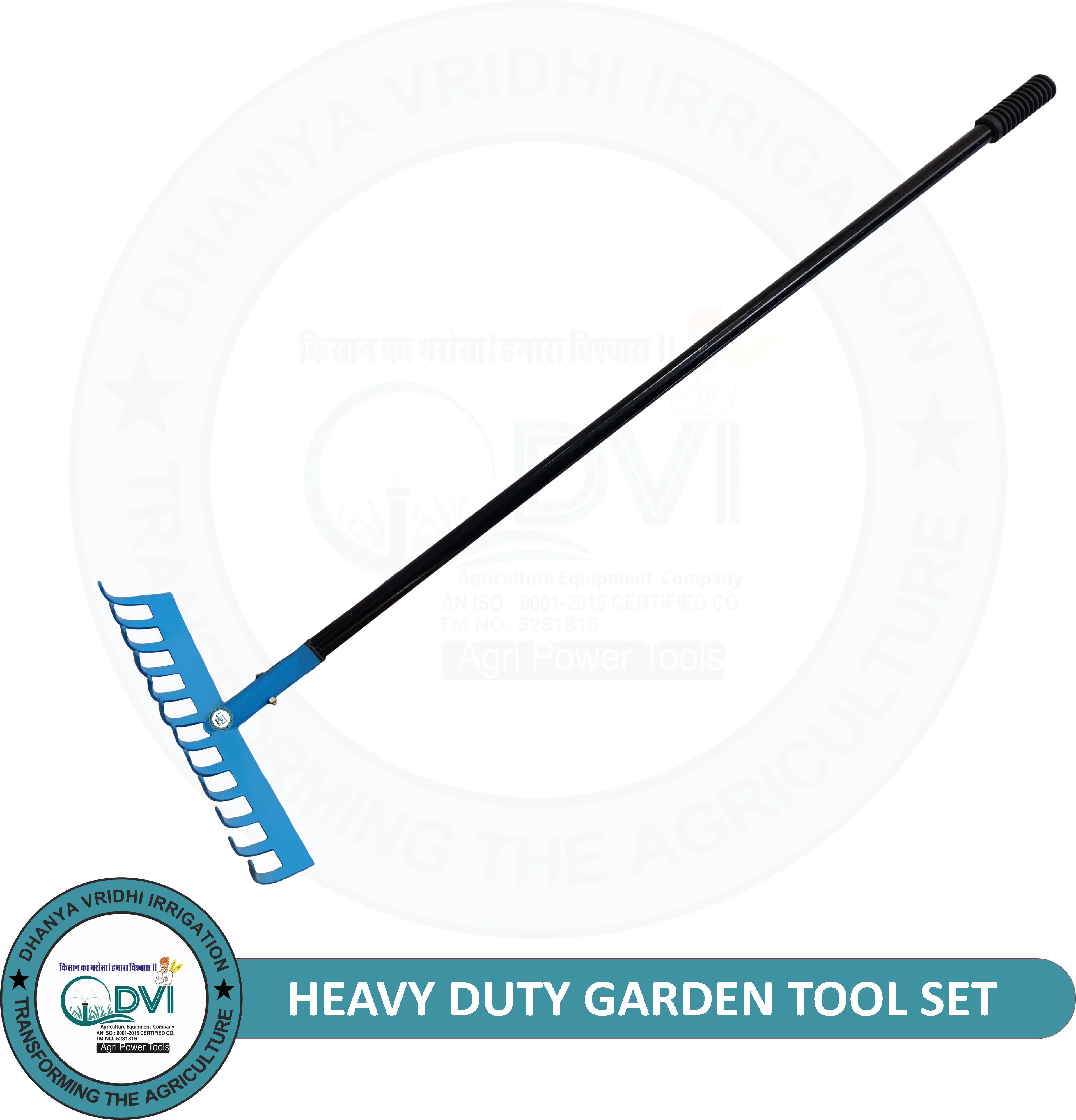 dvi Premium Heavy Duty 12-Teeth Metal Garden Rake, For Quick Clean Up of Lawn & Yard Garden Tool Kit-picture-25
