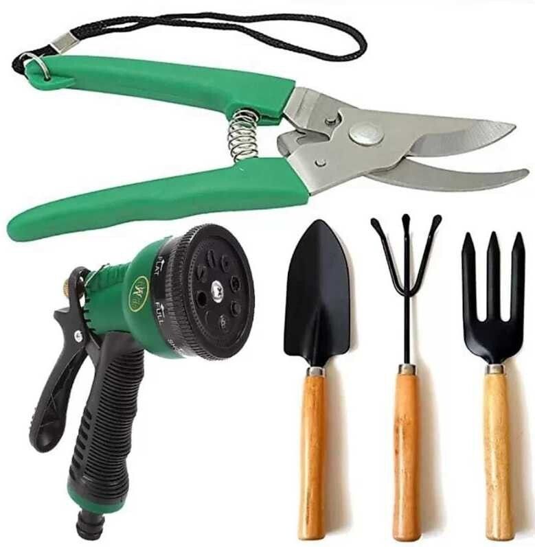 Garden Tool Set Water Spray Trigger, Small Trowel, Hand Rake, Fork & Pruner/Cutter for Gardening Garden Tool Kit-image-26