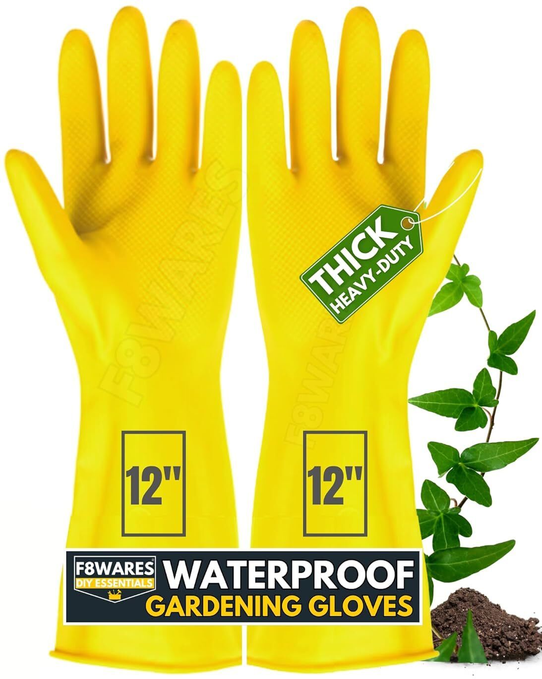 f8wares 12'' Heavy Duty Latex Rubber Long Garden Gloves for Home Garden and Farming Work Gardening Shoulder Glove-picture-23