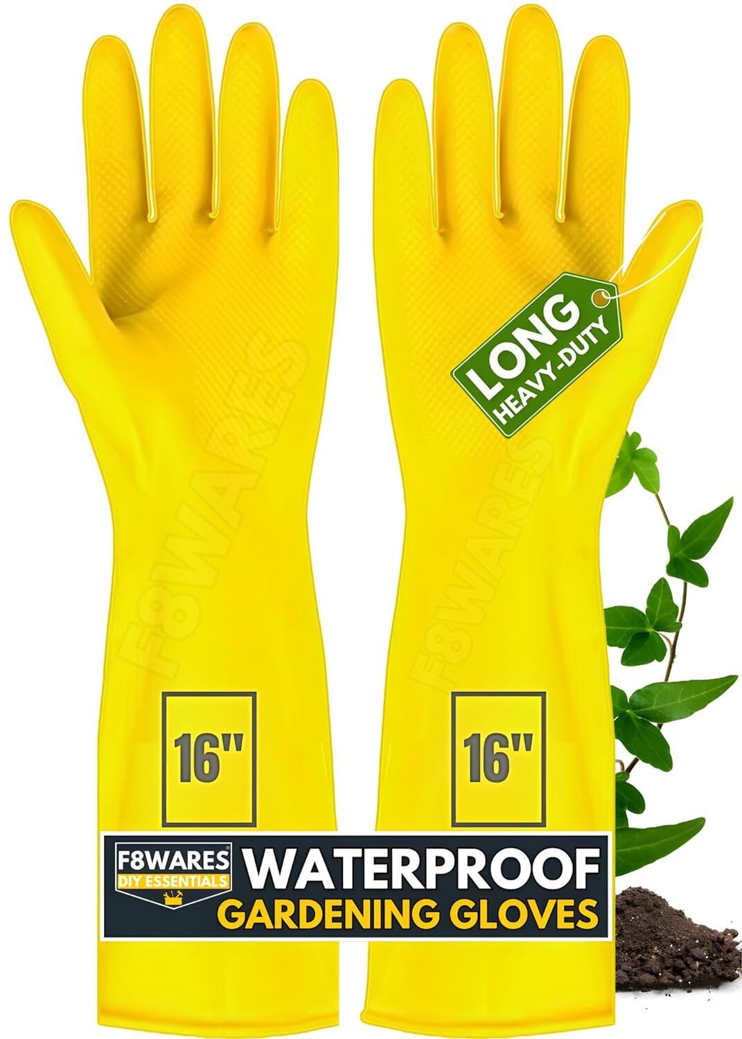 f8wares 16'' Heavy Duty Latex Rubber Long Garden Gloves for Home Garden and Farming Work Gardening Shoulder Glove-picture-24