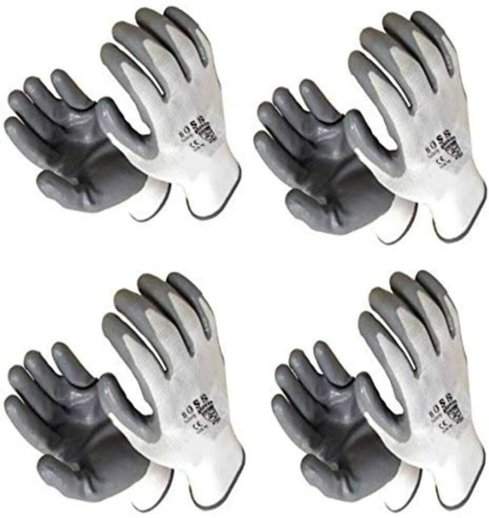 Nylon Industrial & Home Safety Cut Resistant Hand Gloves (White & Grey) 4 Pairs Gardening Shoulder Glove-image-32