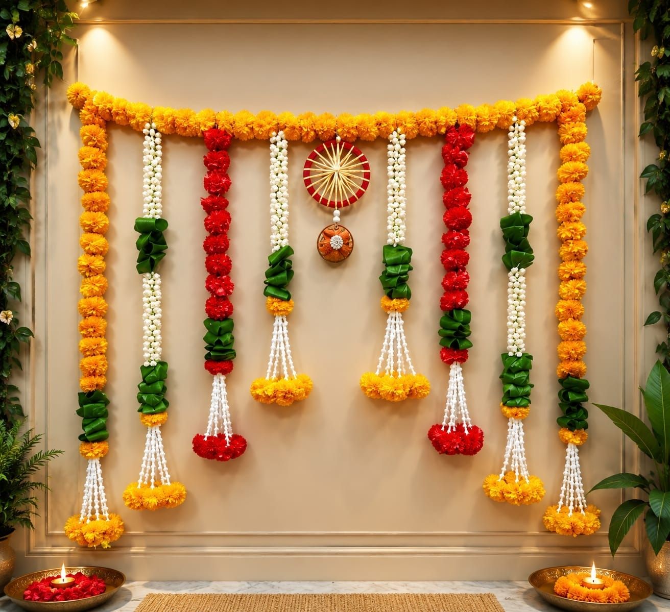 Premium Ganesh Chaturthi Floral Door Hanging Decoration Artificial Toran Garland-image-33