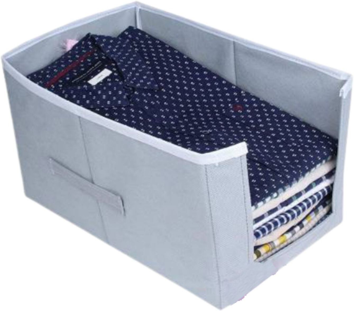 Tiarakrafts Non Woven Shirt Stacker Wardrobe Organizer Set - Grey Poly-canvas Laundry Bag-image-4