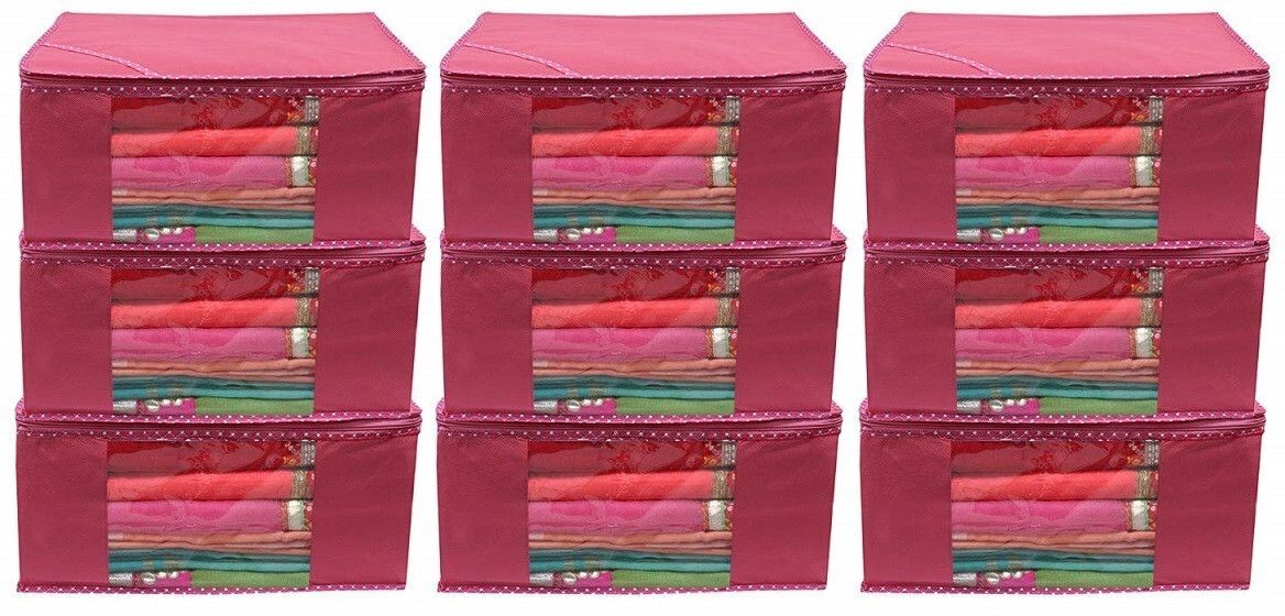 Angelkrafts Clothes soiled with Transparent Window & Zipper Closure PC of 9 Linen Laundry Bag-image-35