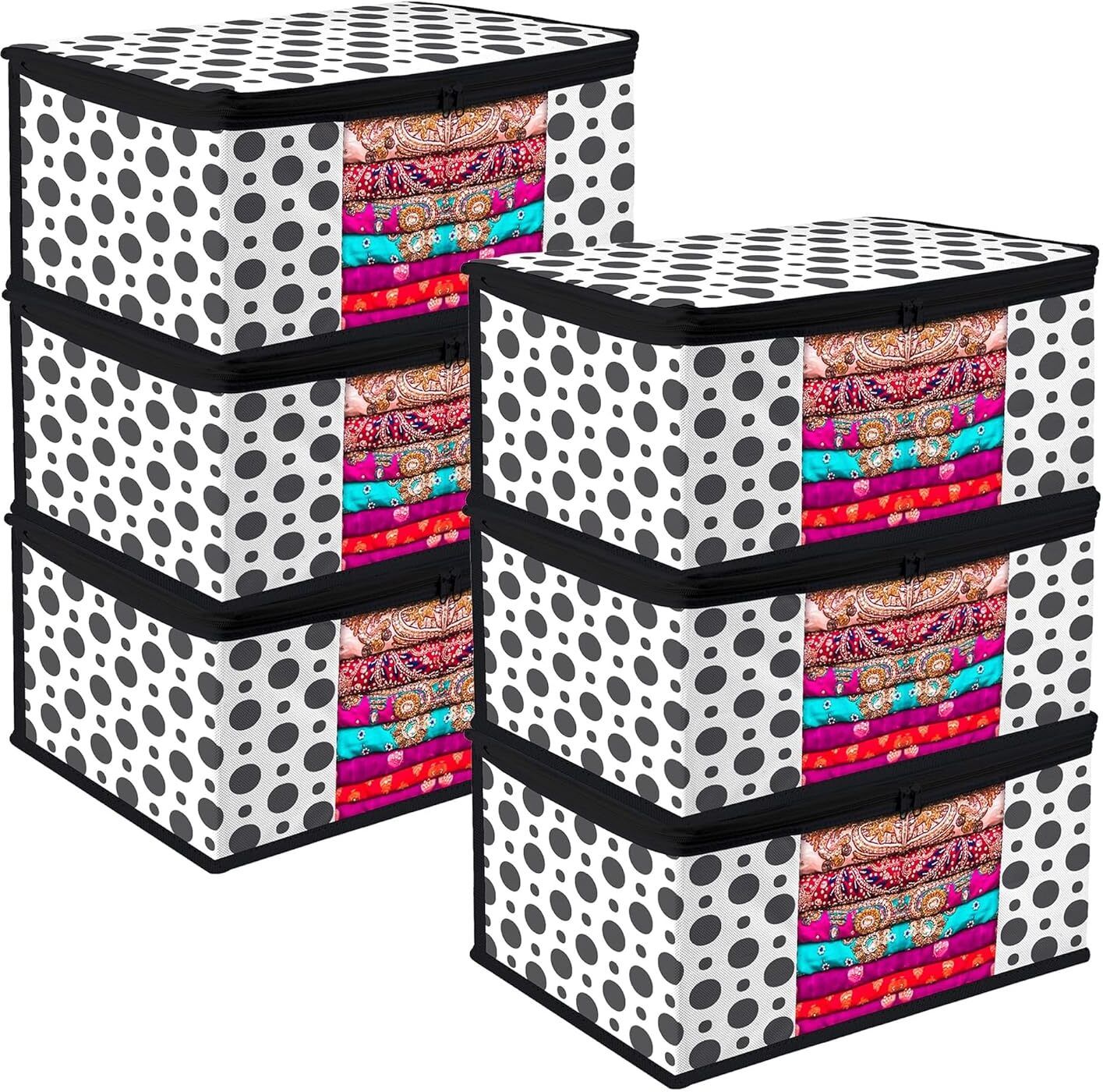 Viskri Pack Of 6 Saree Cover Storage Bags Non-Woven Saree Covers Polyester Laundry Bag