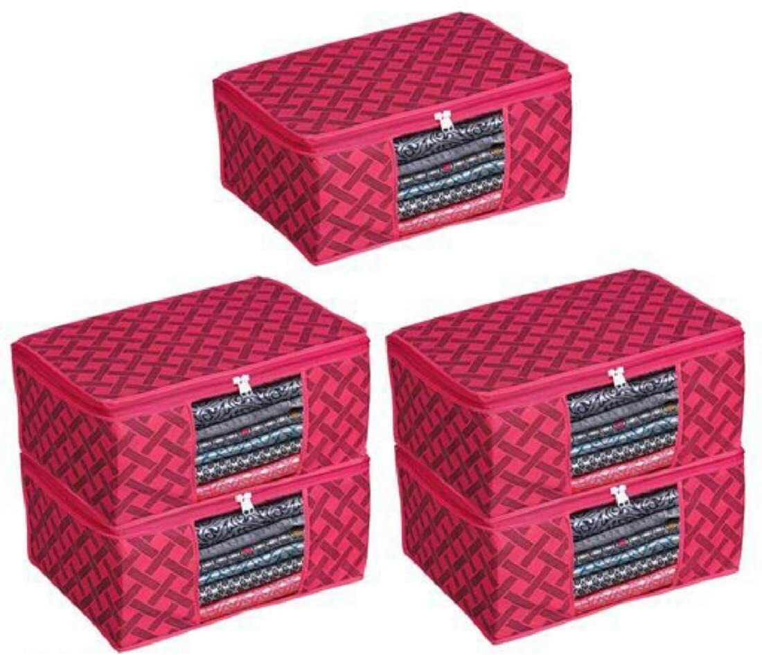 Soflin Non Woven Storage Cover Large Saree Cover/ Garment Cove /Storage Bag Pack of 5 Cotton Laundry Bag-picture-16