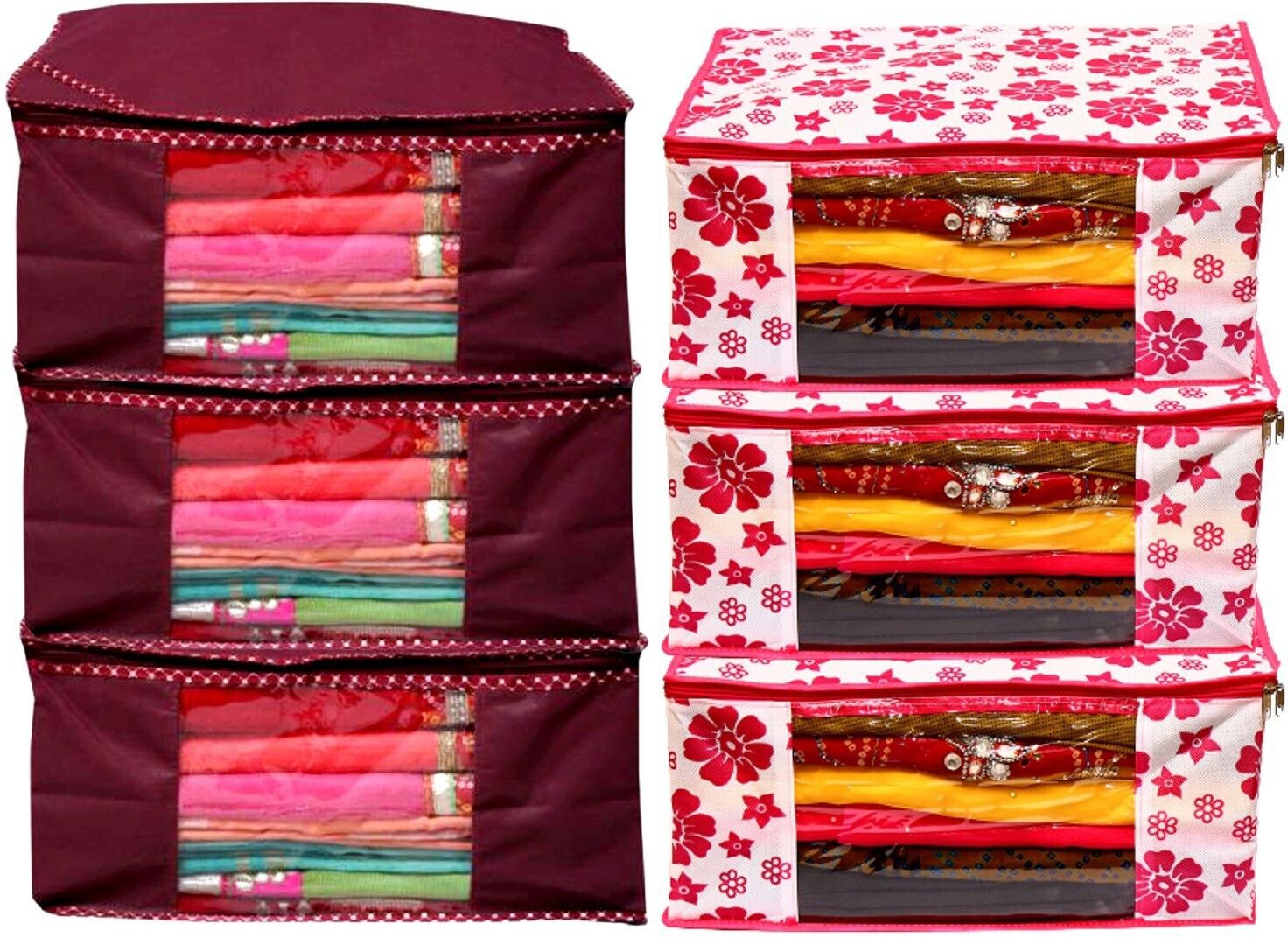 Champaran Industries Cover for Saree,Lahanga, Cloths,Suits,Pants Shirts Cotton Laundry Bag-image-4