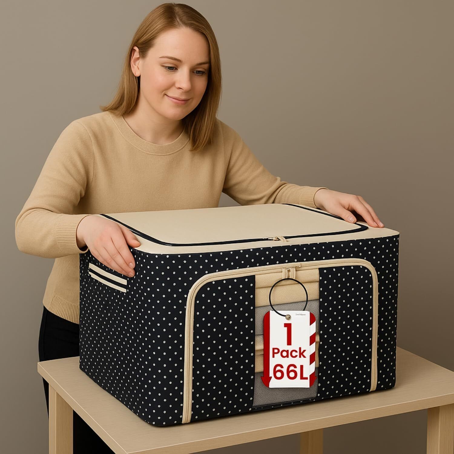 prakhar Foldable Storage Box | BL1R1 | 66 Liter | Garment Storage Bag Polyester Laundry Bag-picture-46