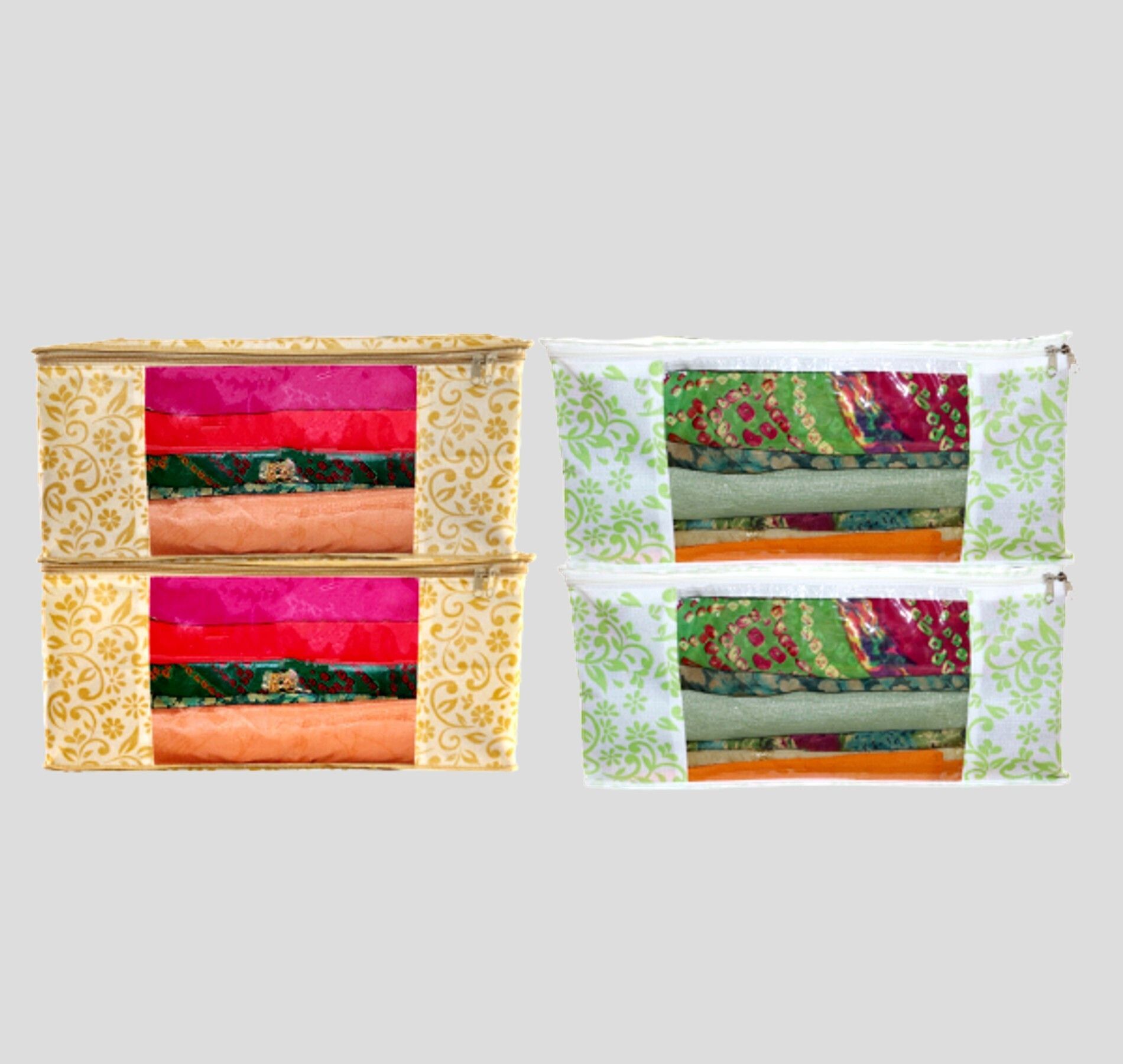 Champaran Industries Designer Floral Print Multicolor fabric saree cover /Travel Bag Set Cotton Laundry Bag-image-2