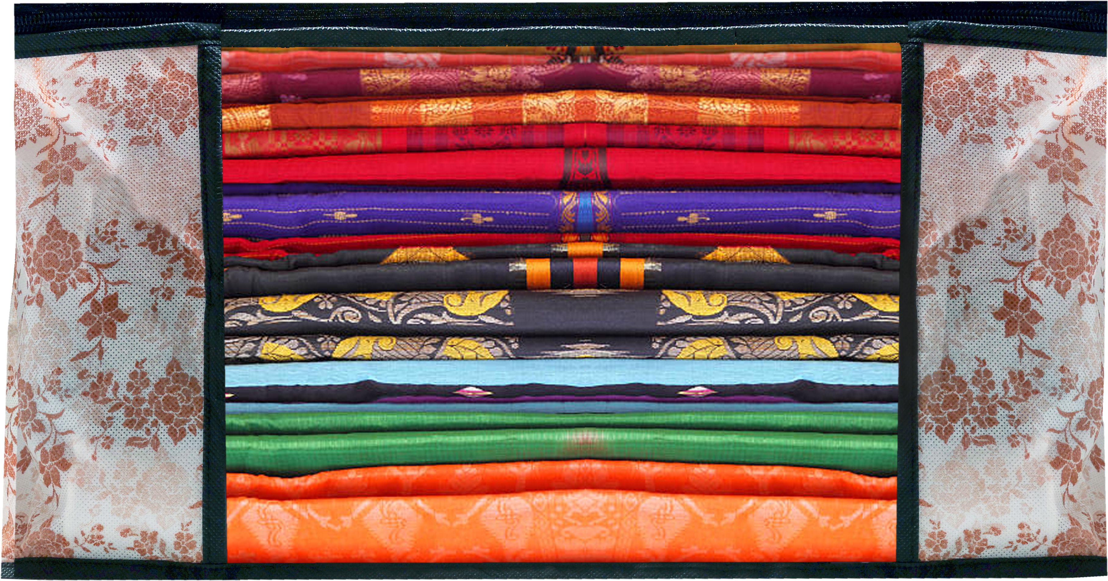 moradiya fresh Printed Saree Cover/Bags/Organizer For Wardrobe - Foldable Saree Covers With Zip Polyester Laundry Bag-image-2
