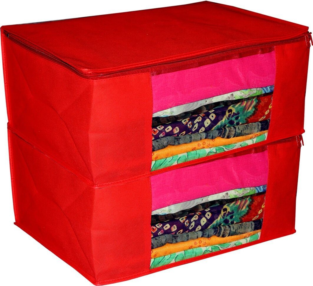 AMIRA INDUSTRIES Trendy Spun Bonded Non-Woven Printed Saree Covers Red Saree ( Pack Of 2 ) Cotton Laundry Bag-picture-11