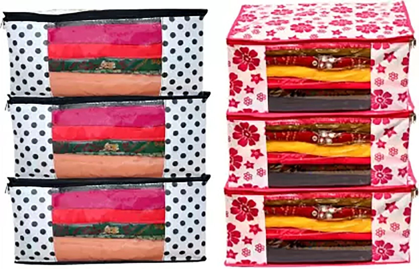 Champaran Industries Saree cover/ Travel Bag/ Clothes cover Designer Multi Combo Non Woven fabric Cotton Laundry Bag-picture-11