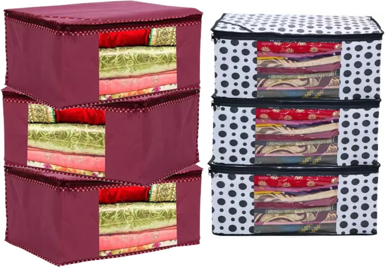 Champaran Industries Pack Of 6 Cloth Safety Bag for Sarees ,Lahanga, Cloths,Suits,Pants Shirts Cotton Laundry Bag-picture-20