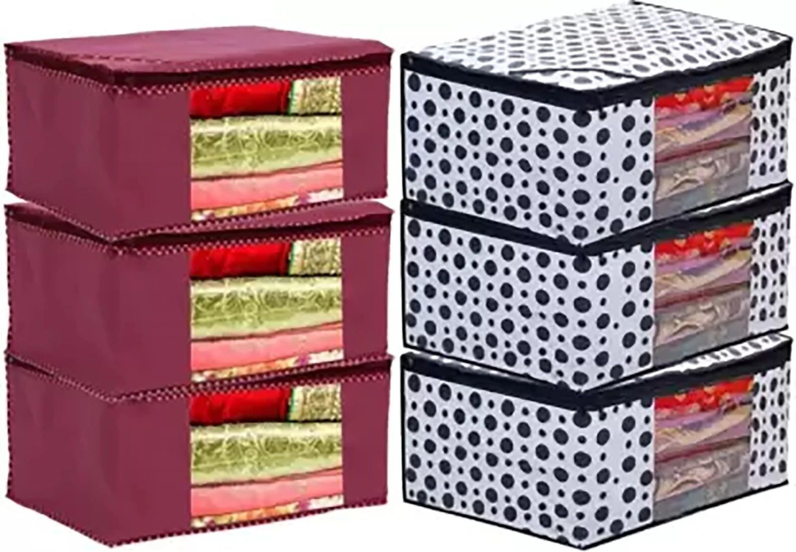 AMIRA INDUSTRIES Saree cover/Wardrobe Storage Cover/Cloth Organizer Cover Pack Of 6 Cloth Safety Cotton Laundry Bag-image-23