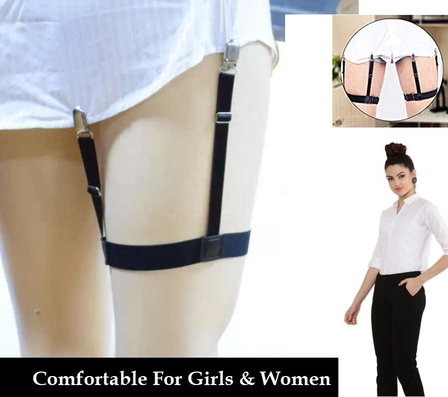 LookTook ® 2 Pcs Unisex Shirt Stays Belt with Non-slip Locking Clips Keep Tucked, Leg Thigh Garter-image-1