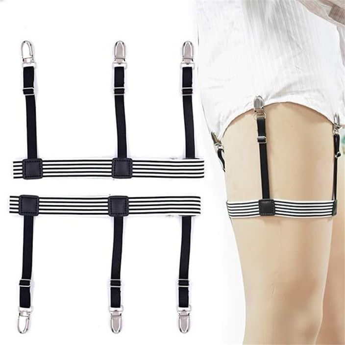 DIANDIAN ™ White Garter Shirt Stays, Shirt Garters Holders Keepers Belt for Man, Shirt Garter-picture-24