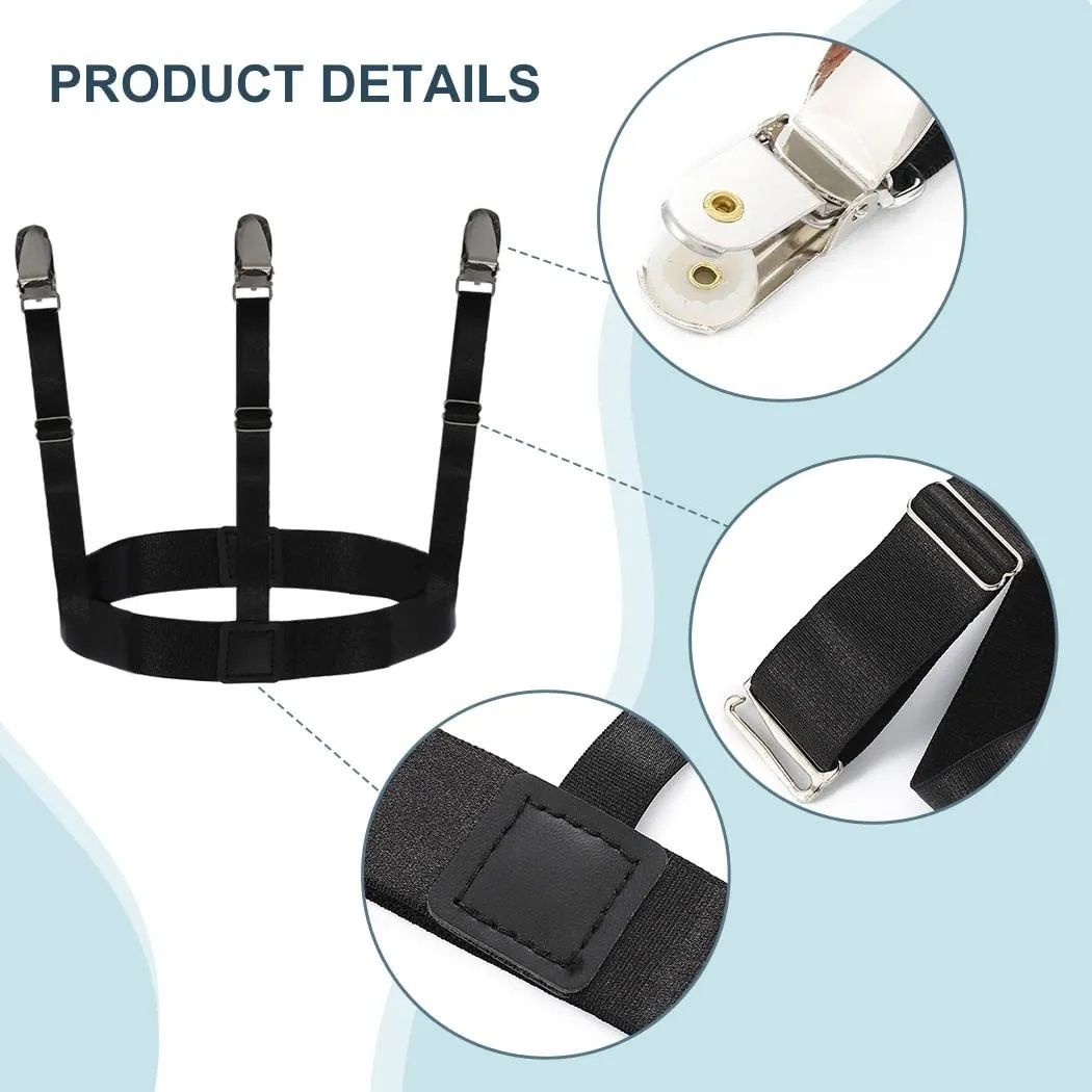 AM AmorMente ™ Men's Shirt Stays Adjustable Elastic Shirt Garters with Locking Garter