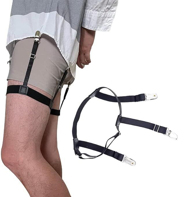 AM AmorMente ™ Men Shirt Stays Adjustable Elastic Shirt Garter Shirts Holder with Non-slip Garter-image-25