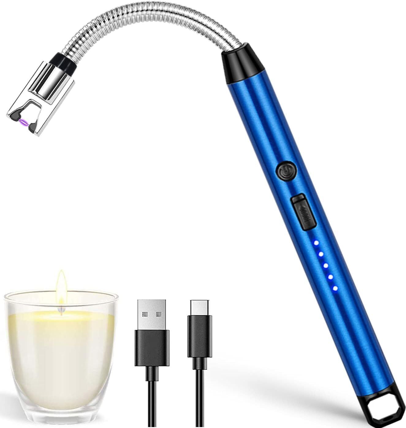 Hiply Windproof Rechargeable USB Electric Multi-Function Arc Lighter Long Neck 360 Degree Flexible Electric Lighter USB Hub-image-3
