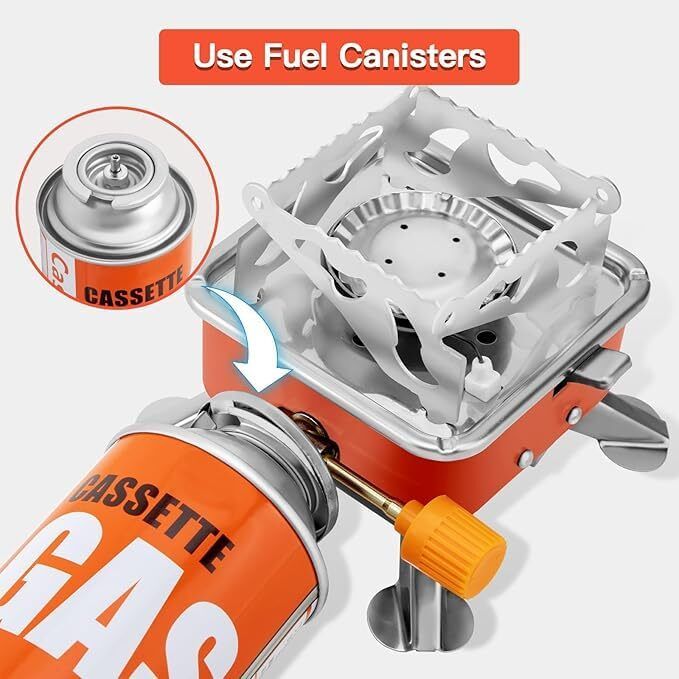 techel Small Foldable Gas Stove for Hiking, Travel, Outdoor Cooking, and Campin Stainless Steel Manual Gas Stove-picture-5